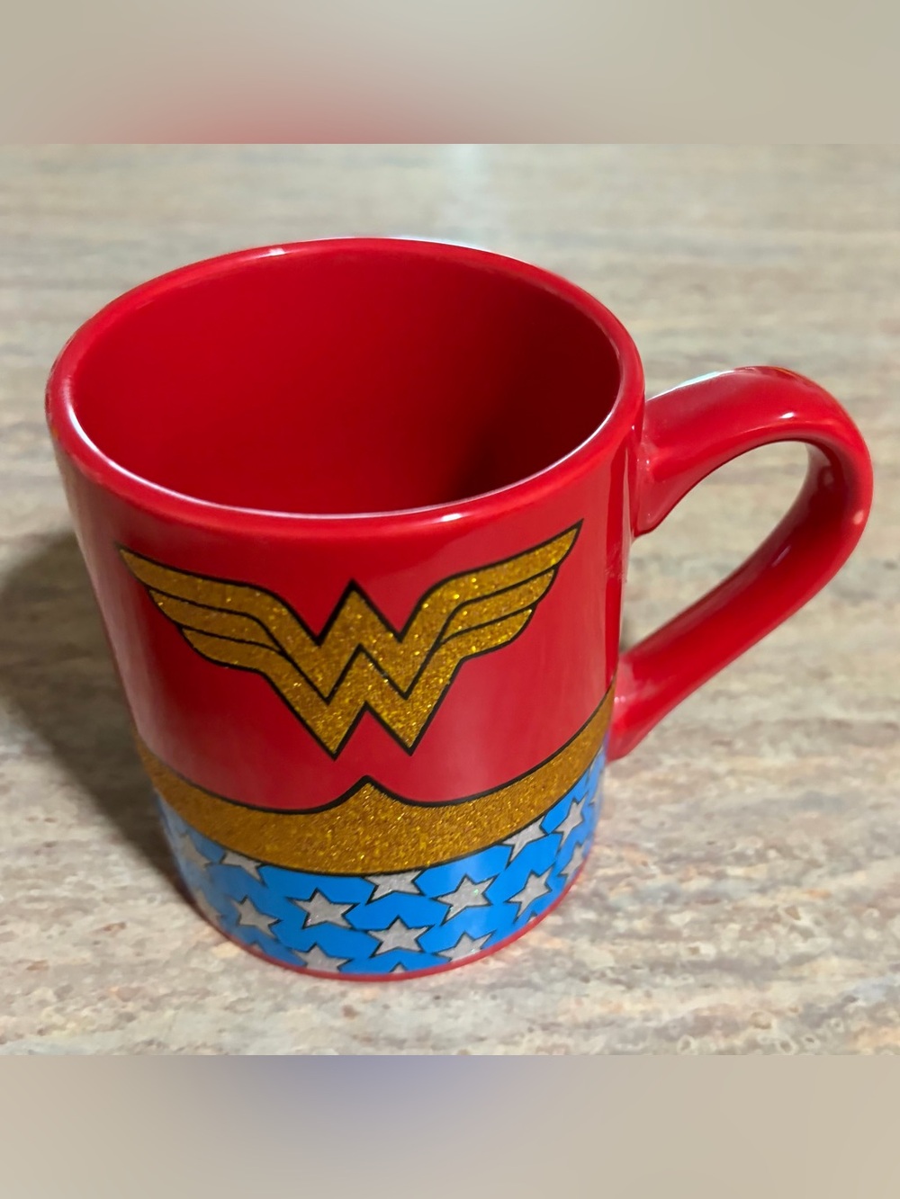 DC Comics Wonder Woman Red, Blue, Gold Glitter Ceramic Mug